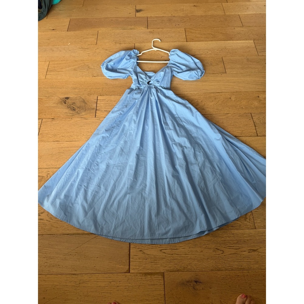 Abercrombie & Fitch Light Blue Puff Sleeve Midi Dress Tie Back XXSP (644)